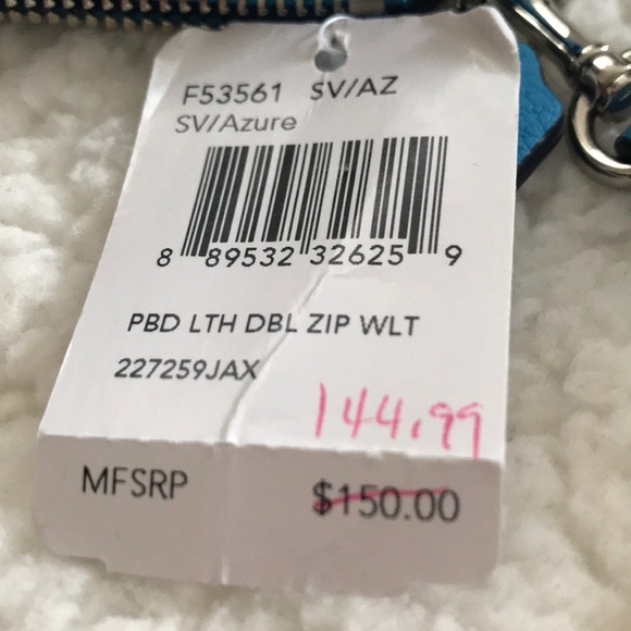 Large Coach pebbled leather double zip wallet - Picture 4 of 4